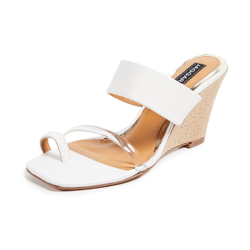 Leather Wedge Slide Sandals